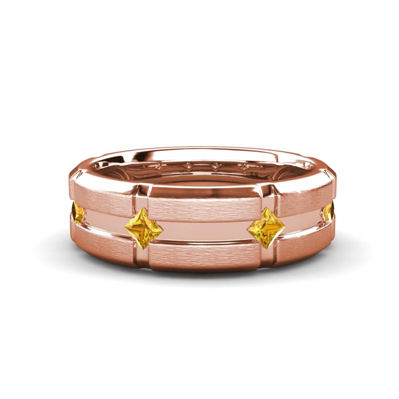 Adam 7.50 mm Kite Set Evenly Spaced Princess Cut Citrine Mens Wedding band 