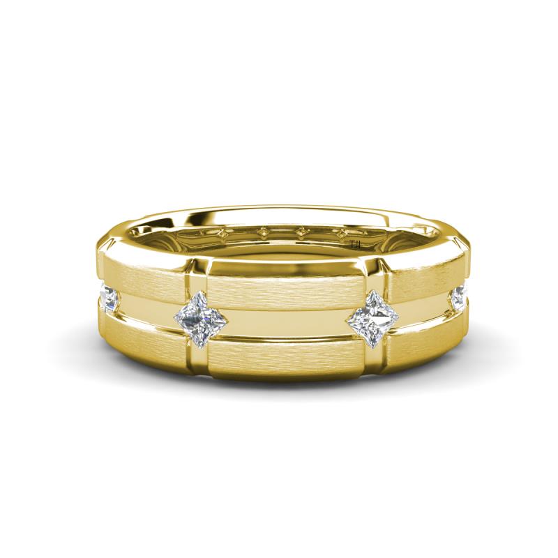 Adam 7.50 mm Kite Set Evenly Spaced Princess Cut Moissanite Mens Wedding band 