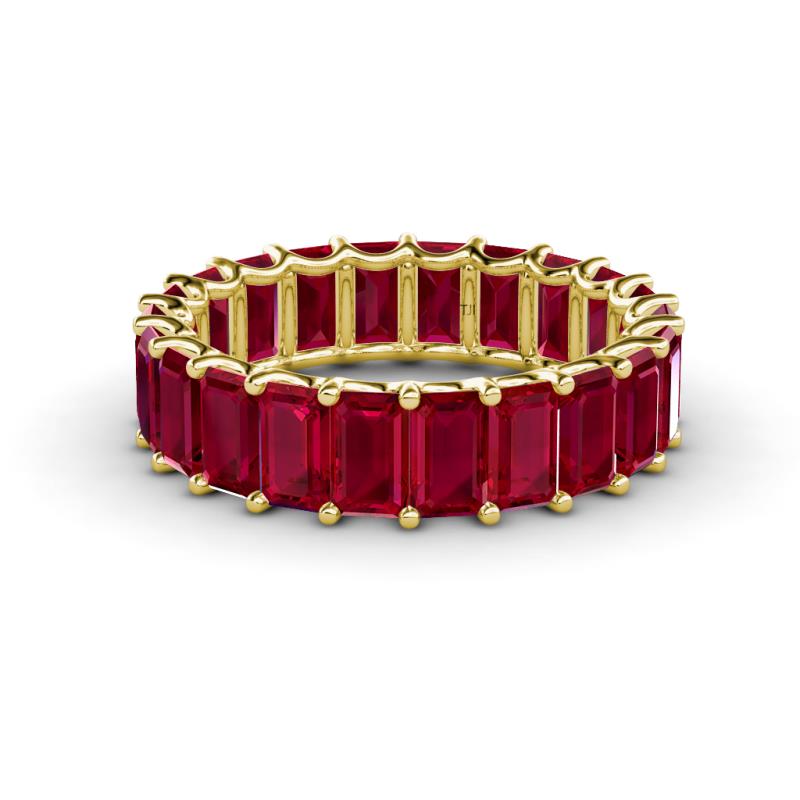Victoria 7.77 ctw Emerald Cut Created Ruby (5 x 3 mm) Women Eternity Band 
