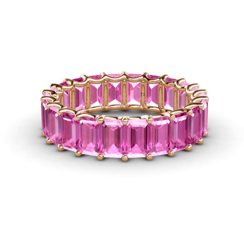 Victoria 7.77 ctw Emerald Cut Created Pink Sapphire (5 x 3 mm) Women Eternity Band 