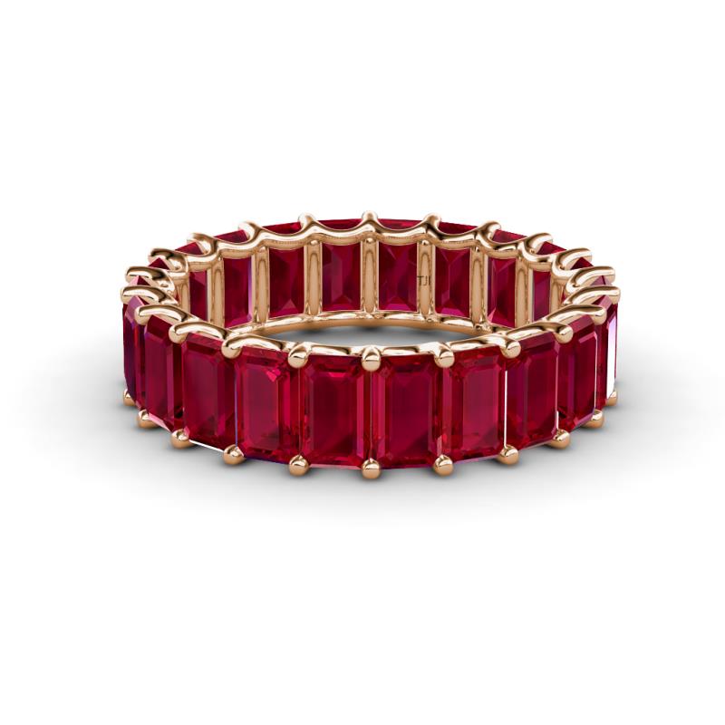 Victoria 7.77 ctw Emerald Cut Created Ruby (5 x 3 mm) Women Eternity Band 