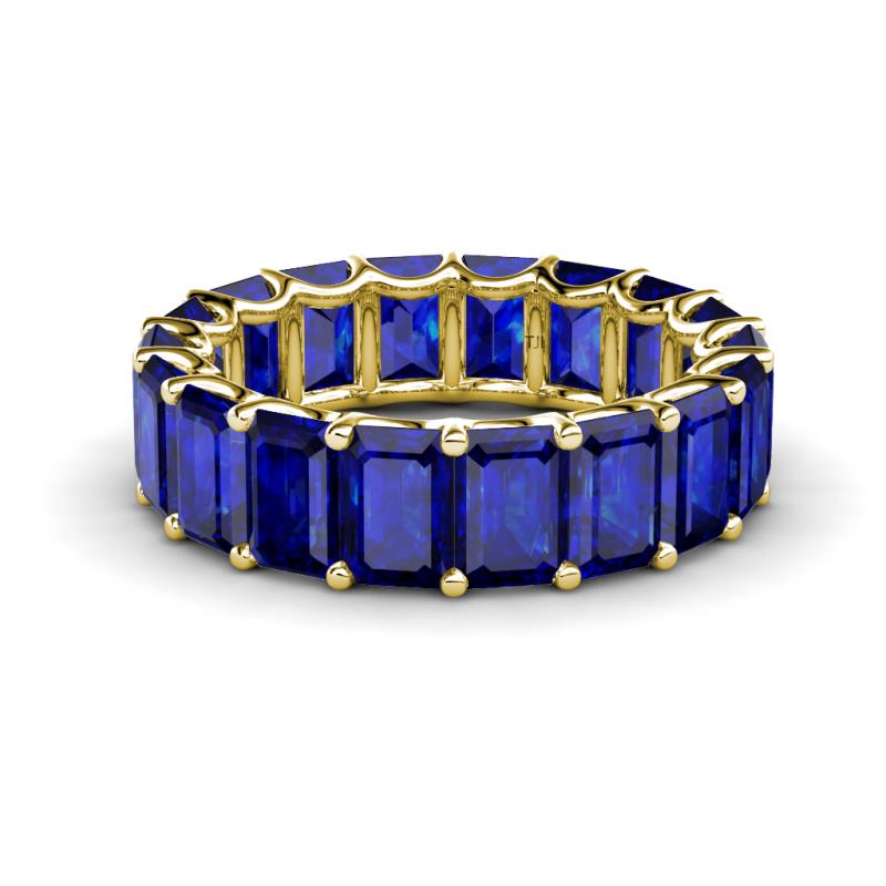 Victoria 16.80 ctw Emerald Cut Created Blue Sapphire (6 x 4 mm) Women Eternity Band 
