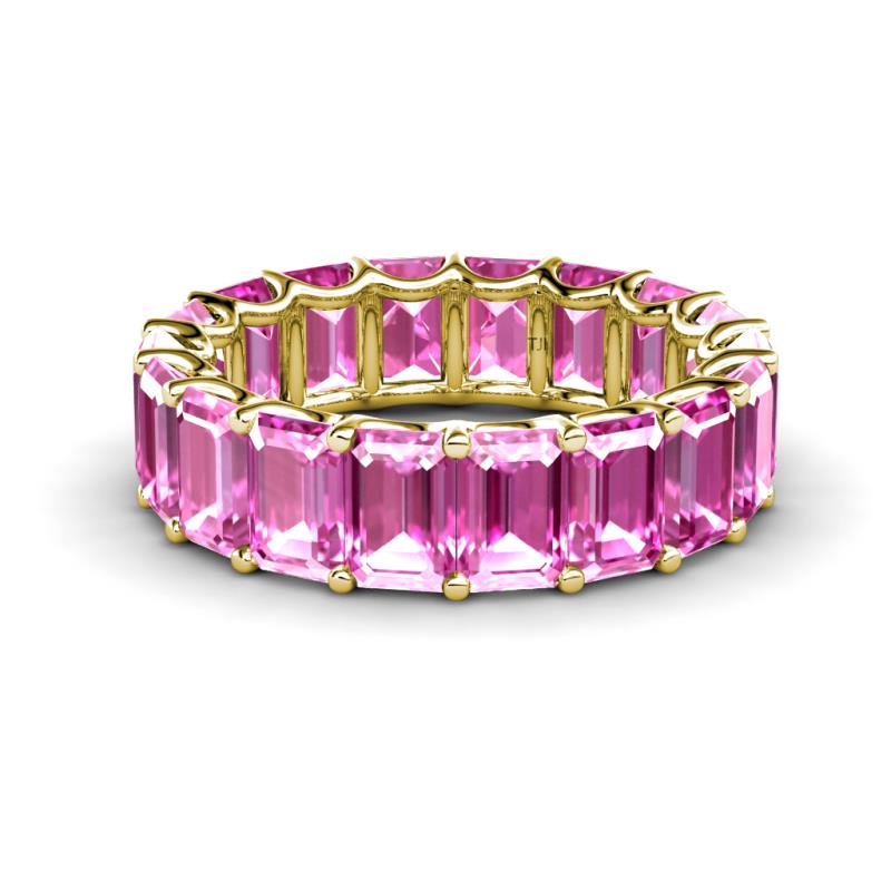Victoria 17.01 ctw Emerald Cut Created Pink Sapphire (6 x 4 mm) Women Eternity Band 