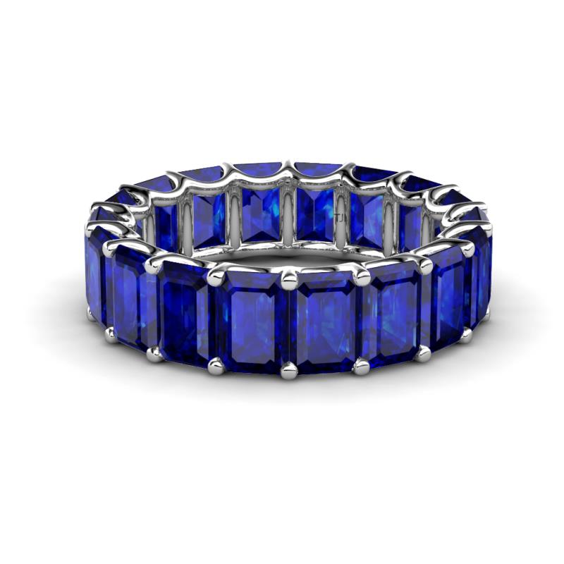 Victoria 16.80 ctw Emerald Cut Created Blue Sapphire (6 x 4 mm) Women Eternity Band 