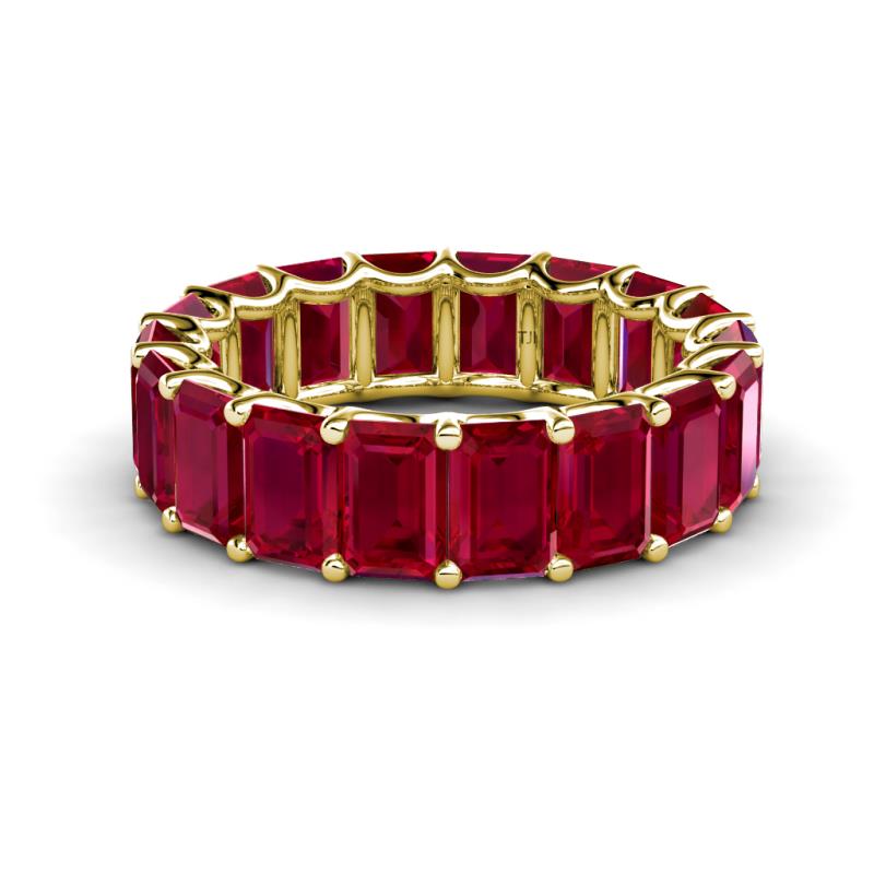 Victoria 17.01 ctw Emerald Cut Created Ruby (6 x 4 mm) Women Eternity Band 