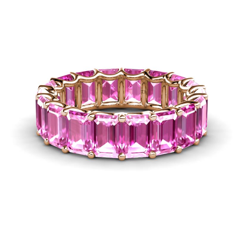 Victoria 17.01 ctw Emerald Cut Created Pink Sapphire (6 x 4 mm) Women Eternity Band 