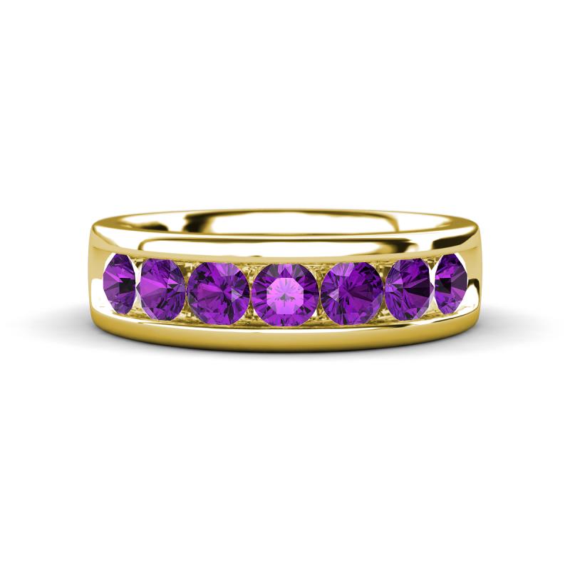 Irvin 1.05 ctw Amethyst 7 stone Comfort Fit Men Wedding Band (6 mm) 