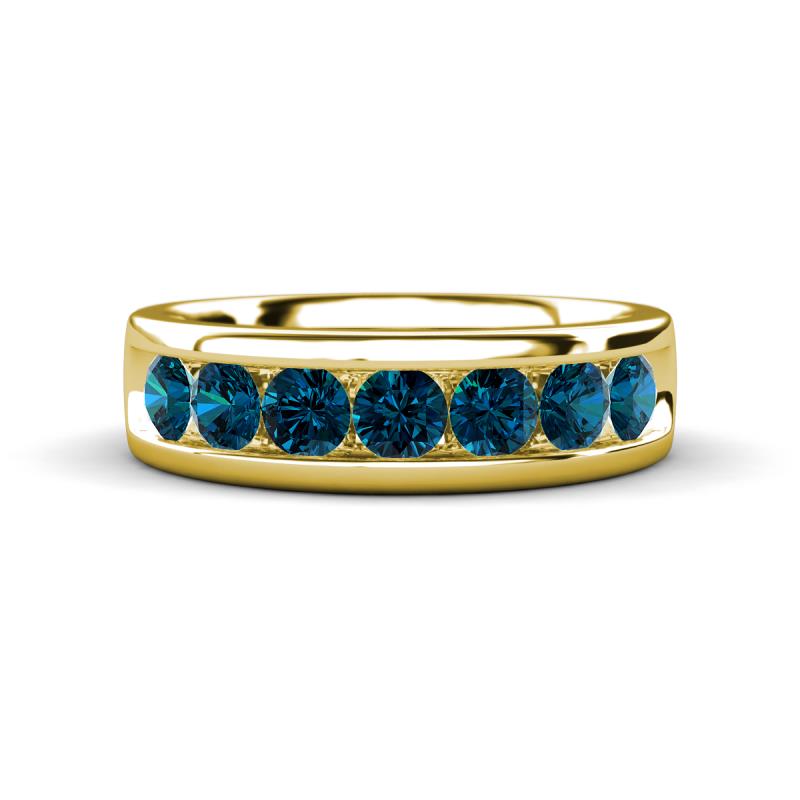 Irvin 1.12 ctw Blue Diamond 7 stone Comfort Fit Men Wedding Band (6 mm) 