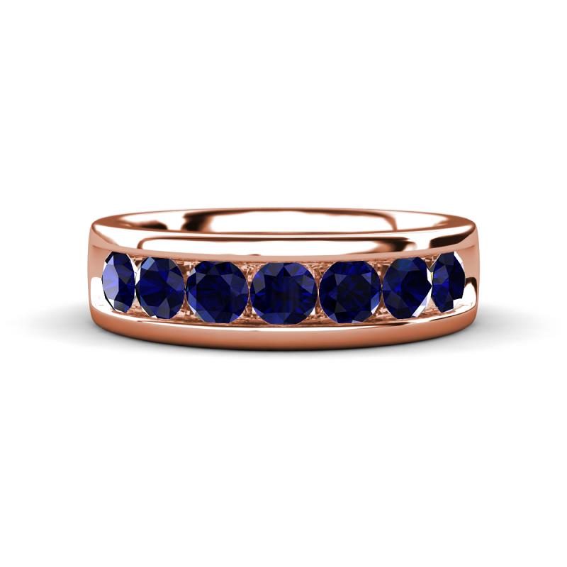 Irvin 1.19 ctw Blue Sapphire 7 stone Comfort Fit Men Wedding Band (6 mm) 