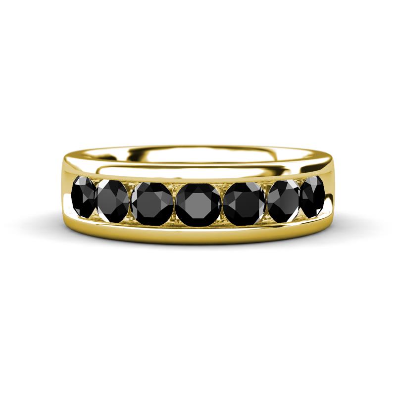 Irvin 1.19 ctw Black Diamond 7 stone Comfort Fit Men Wedding Band (6 mm) 