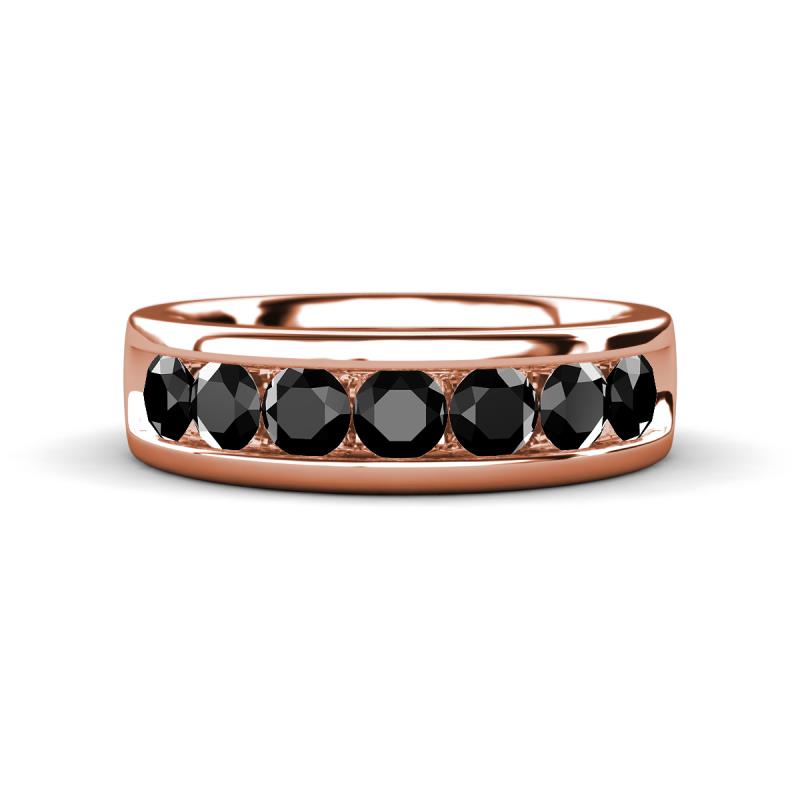 Irvin 1.19 ctw Black Diamond 7 stone Comfort Fit Men Wedding Band (6 mm) 