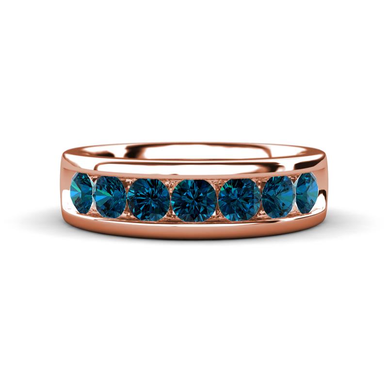 Irvin 1.12 ctw Blue Diamond 7 stone Comfort Fit Men Wedding Band (6 mm) 