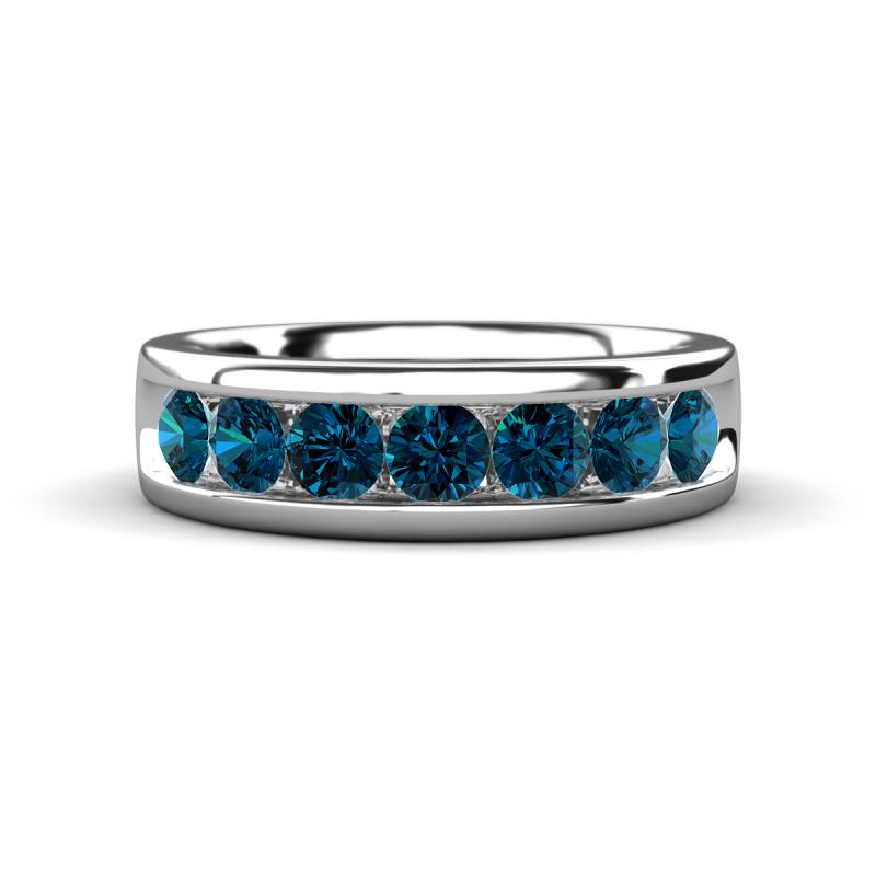 Irvin 1.12 ctw Blue Diamond 7 stone Comfort Fit Men Wedding Band (6 mm) 