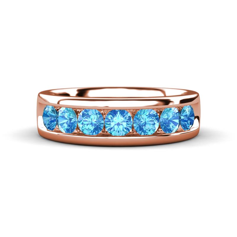 Irvin 0.98 ctw Blue Topaz 7 stone Comfort Fit Men Wedding Band (6 mm) 