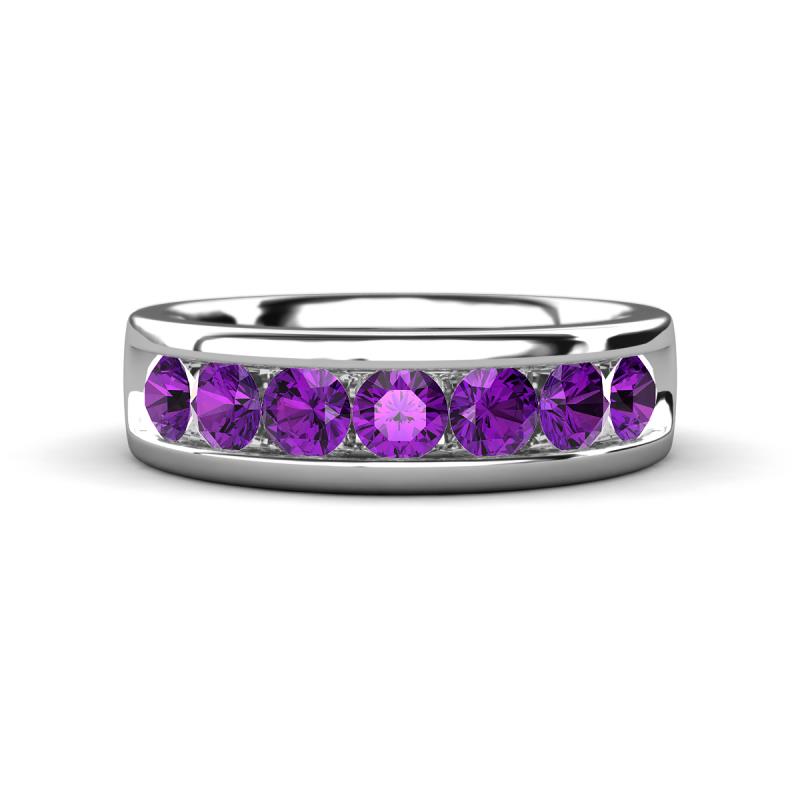 Irvin 1.05 ctw Amethyst 7 stone Comfort Fit Men Wedding Band (6 mm) 
