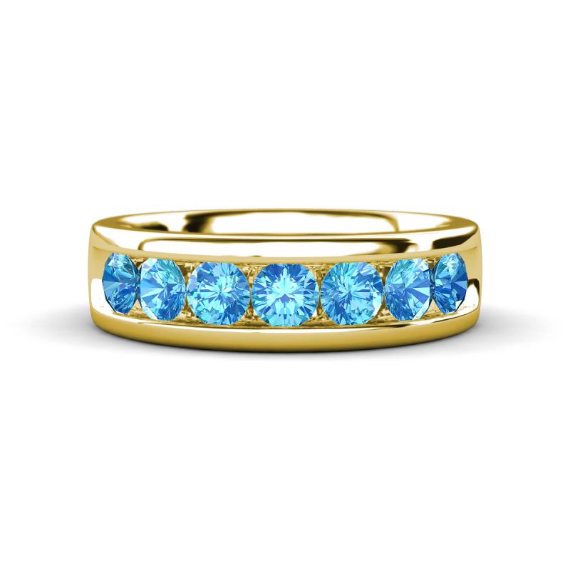 Irvin 0.98 ctw Blue Topaz 7 stone Comfort Fit Men Wedding Band (6 mm) 