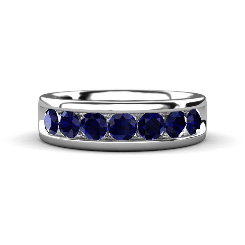 Irvin 1.19 ctw Blue Sapphire 7 stone Comfort Fit Men Wedding Band (6 mm) 