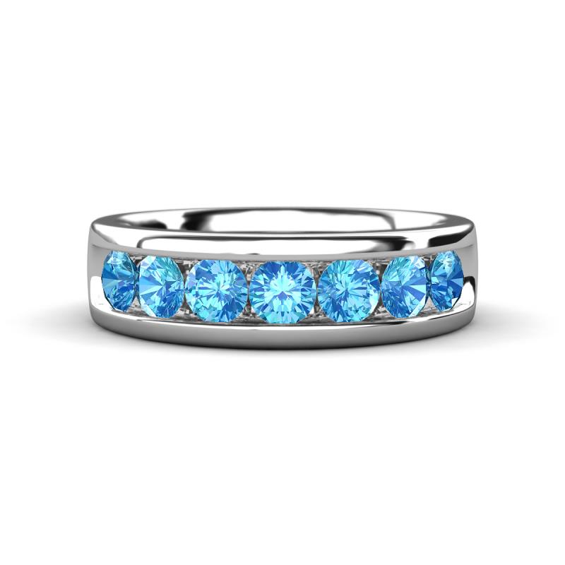 Irvin 0.98 ctw Blue Topaz 7 stone Comfort Fit Men Wedding Band (6 mm) 