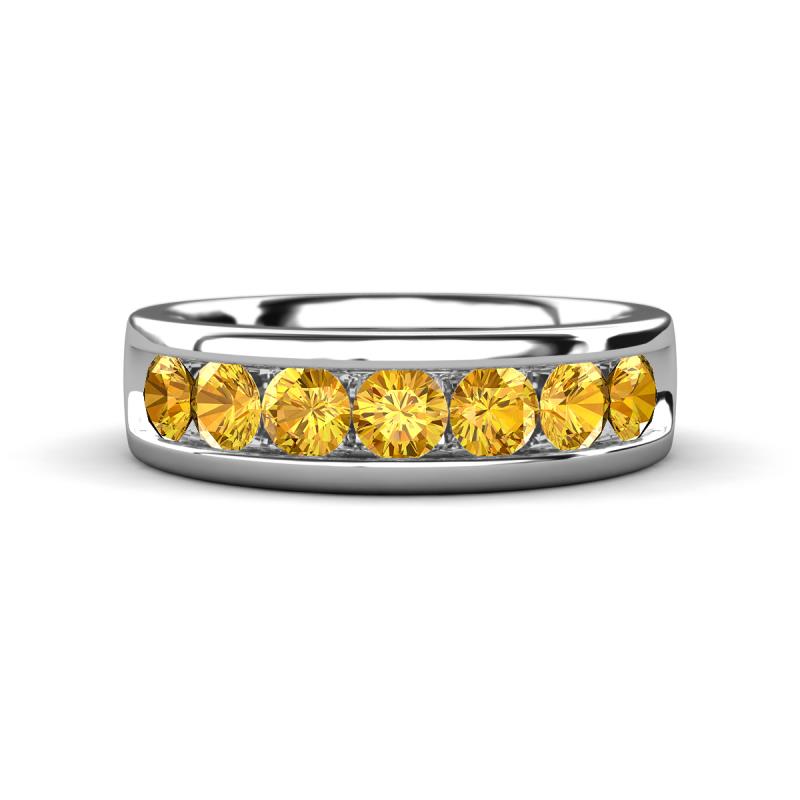 Irvin 1.05 ctw Citrine 7 stone Comfort Fit Men Wedding Band (6 mm) 