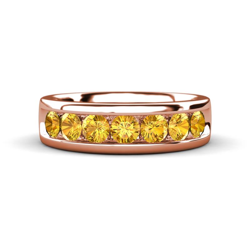 Irvin 1.05 ctw Citrine 7 stone Comfort Fit Men Wedding Band (6 mm) 