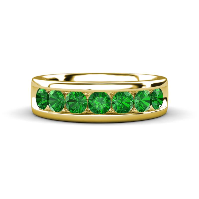 Irvin 1.25 ctw Green Garnet 7 stone Comfort Fit Men Wedding Band (6 mm) 