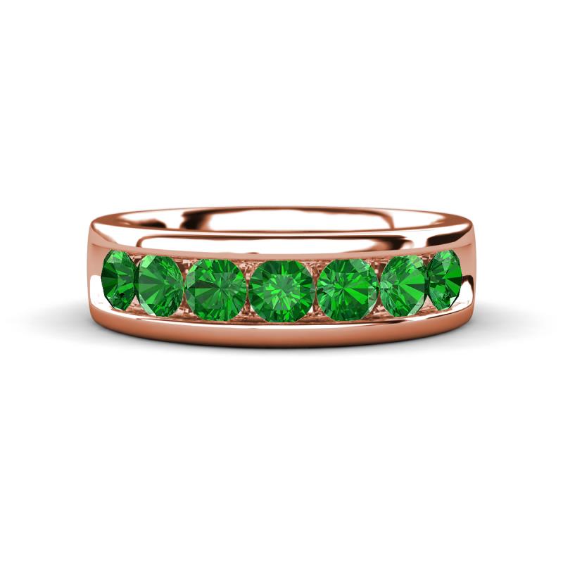 Irvin 1.25 ctw Green Garnet 7 stone Comfort Fit Men Wedding Band (6 mm) 