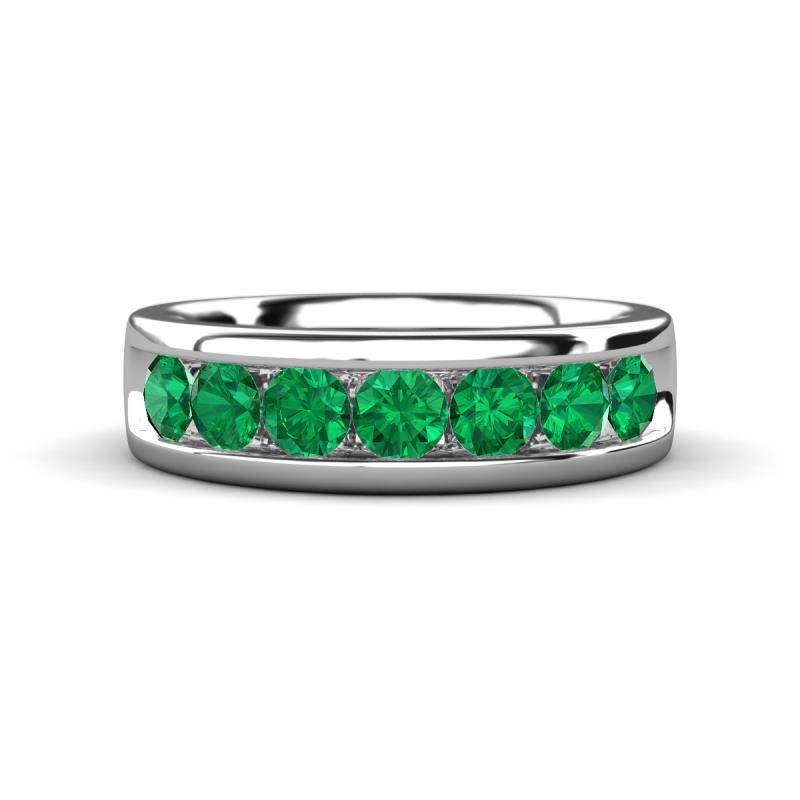 Irvin 1.19 ctw Emerald 7 stone Comfort Fit Men Wedding Band (6 mm) 
