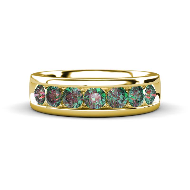 Irvin 1.54 ctw Created Alexandrite 7 stone Comfort Fit Men Wedding Band (6 mm) 