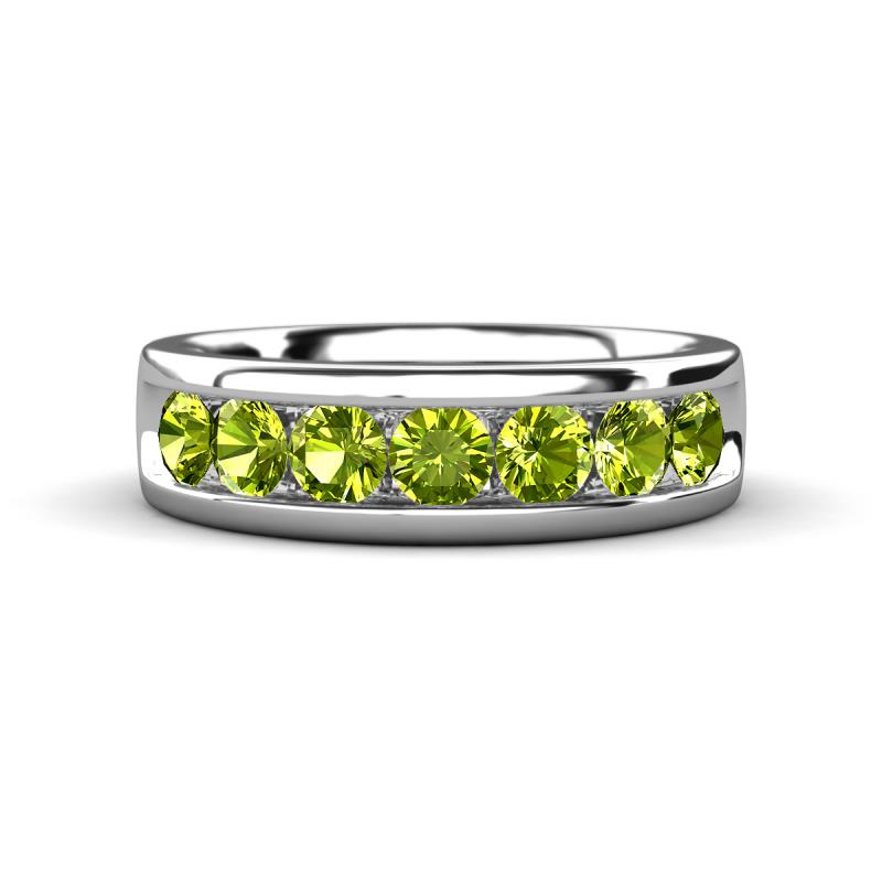 Irvin 1.25 ctw Peridot 7 stone Comfort Fit Men Wedding Band (6 mm) 