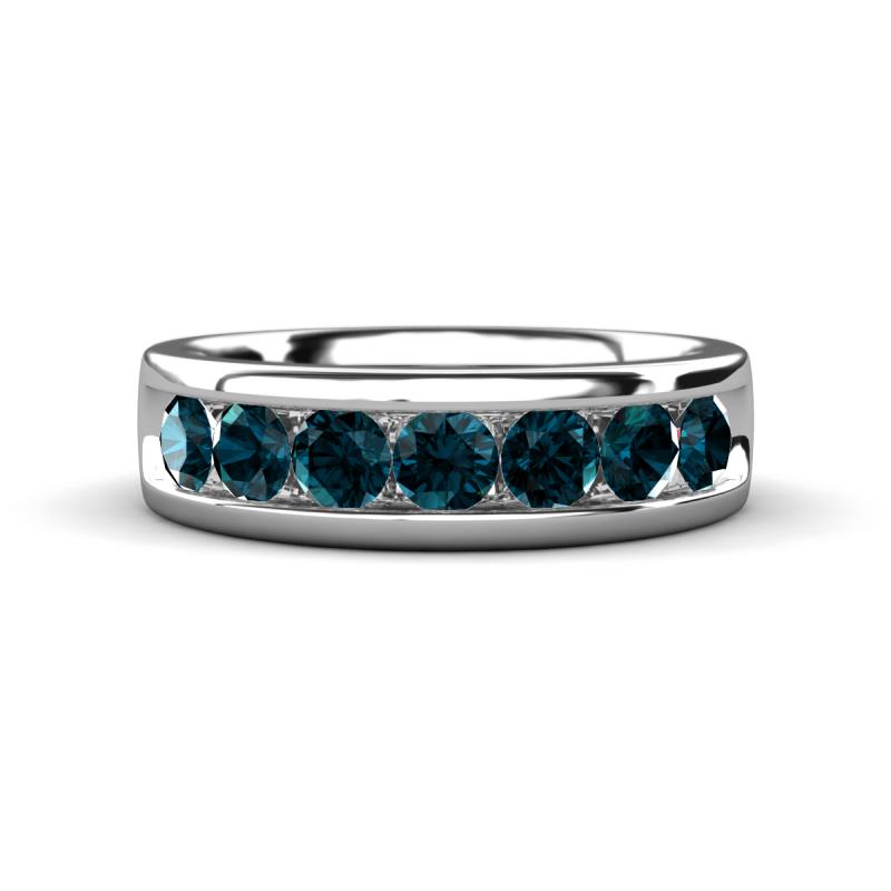 Irvin 1.19 ctw London Blue Topaz 7 stone Comfort Fit Men Wedding Band (6 mm) 