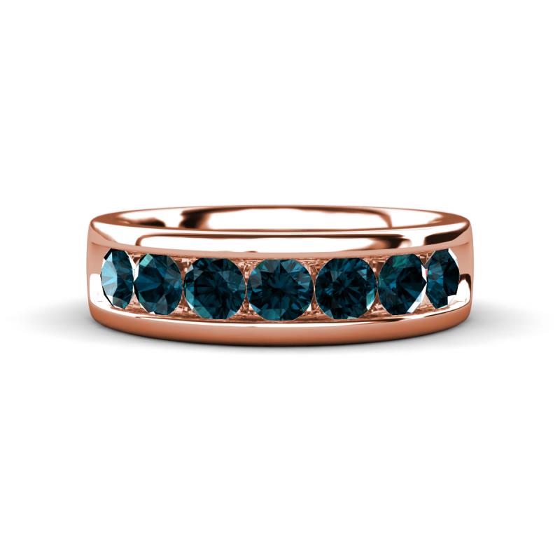 Irvin 1.19 ctw London Blue Topaz 7 stone Comfort Fit Men Wedding Band (6 mm) 