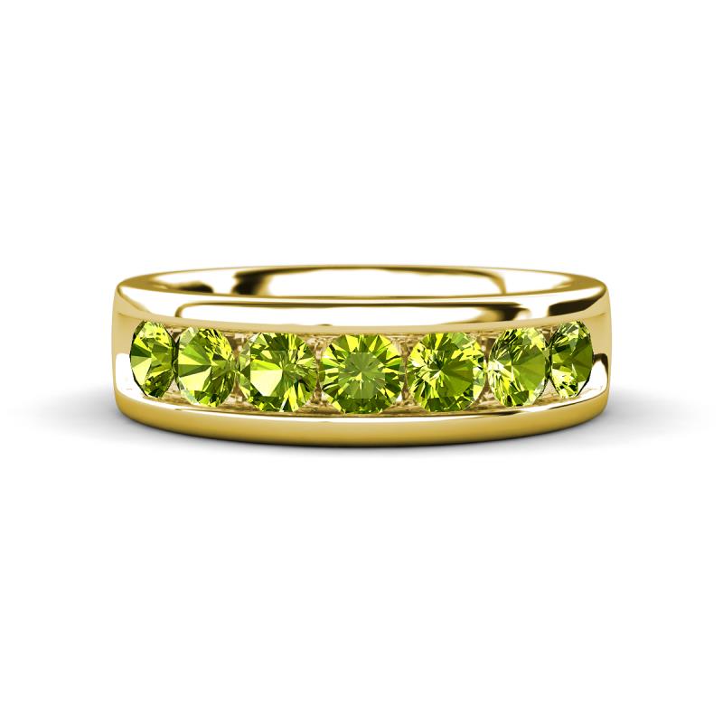 Irvin 1.25 ctw Peridot 7 stone Comfort Fit Men Wedding Band (6 mm) 