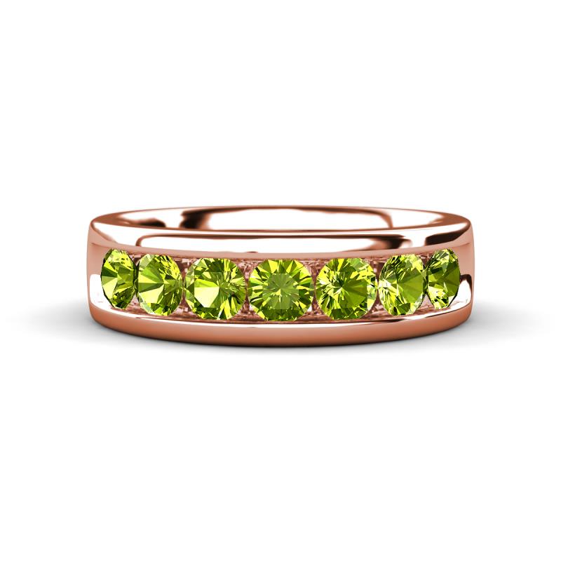 Irvin 1.25 ctw Peridot 7 stone Comfort Fit Men Wedding Band (6 mm) 