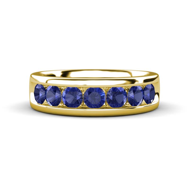 Irvin 1.05 ctw Iolite 7 stone Comfort Fit Men Wedding Band (6 mm) 