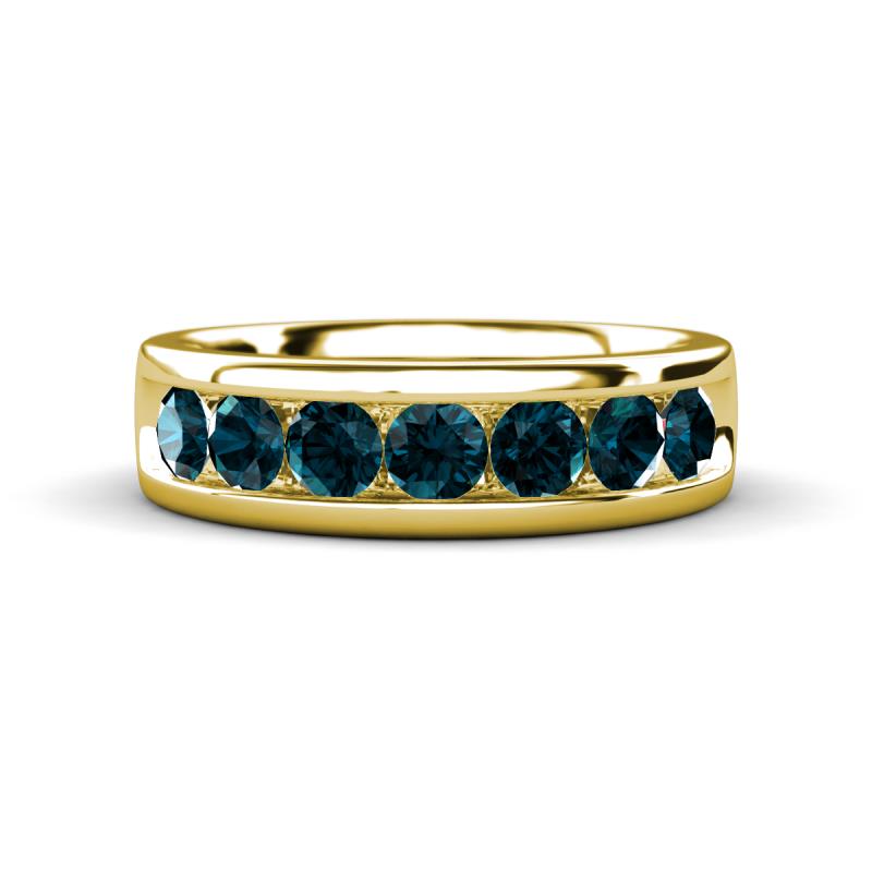 Irvin 1.19 ctw London Blue Topaz 7 stone Comfort Fit Men Wedding Band (6 mm) 