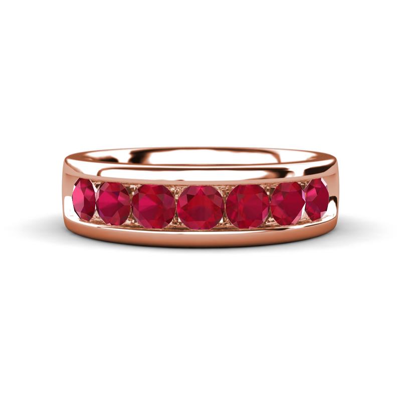 Irvin 1.19 ctw Ruby 7 stone Comfort Fit Men Wedding Band (6 mm) 