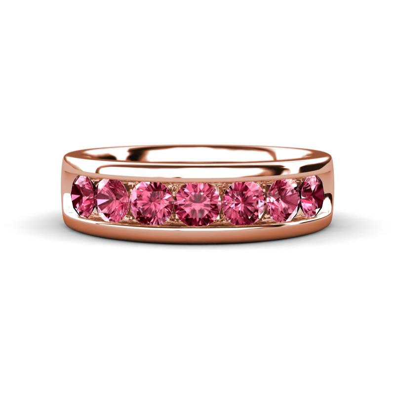 Irvin 1.05 ctw Pink Tourmaline 7 stone Comfort Fit Men Wedding Band (6 mm) 