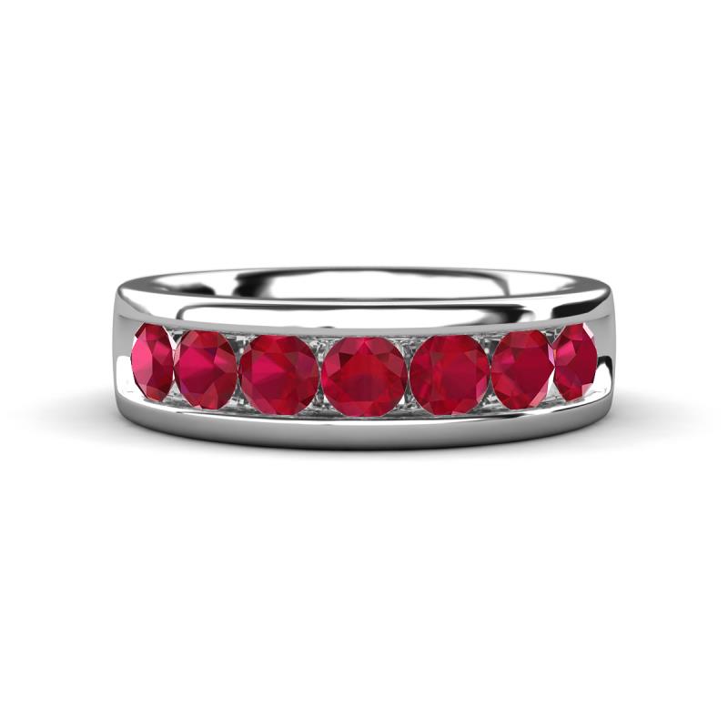 Irvin 1.19 ctw Ruby 7 stone Comfort Fit Men Wedding Band (6 mm) 