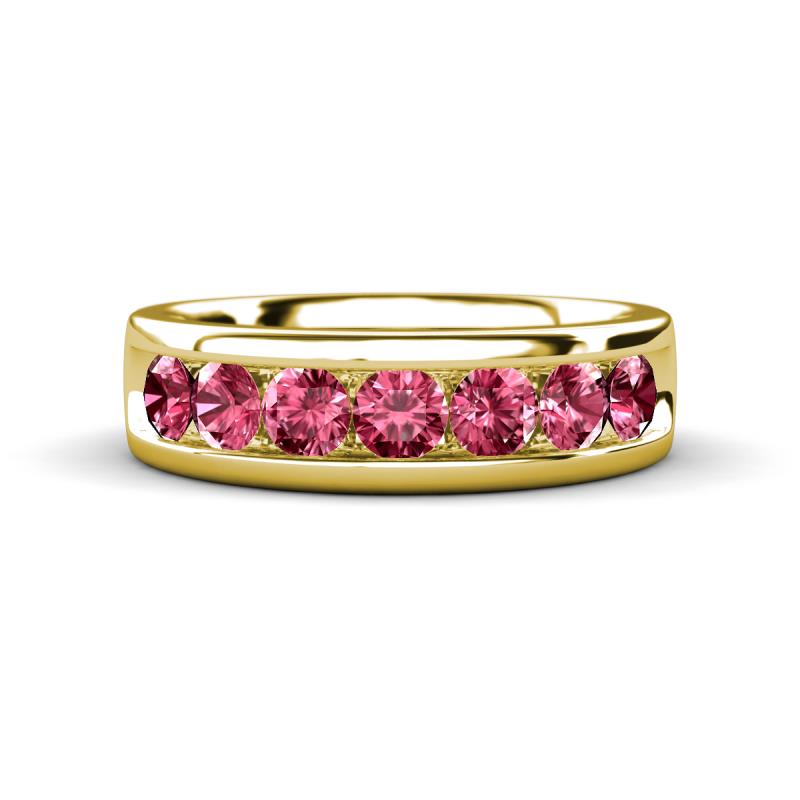 Irvin 1.05 ctw Pink Tourmaline 7 stone Comfort Fit Men Wedding Band (6 mm) 