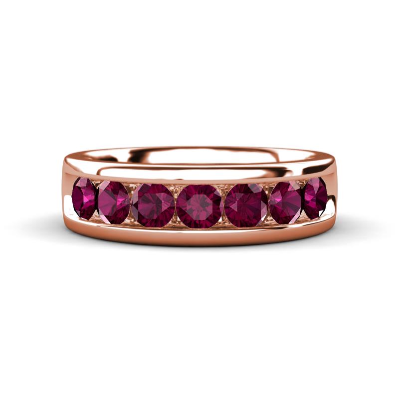 Irvin 1.25 ctw Rhodolite Garnet 7 stone Comfort Fit Men Wedding Band (6 mm) 