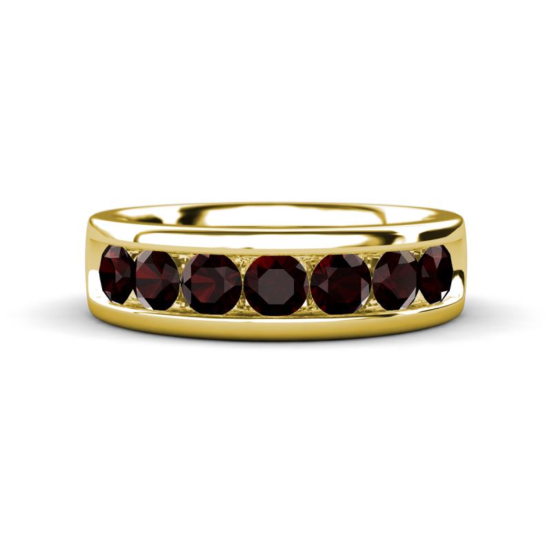 Irvin 1.25 ctw Red Garnet 7 stone Comfort Fit Men Wedding Band (6 mm) 