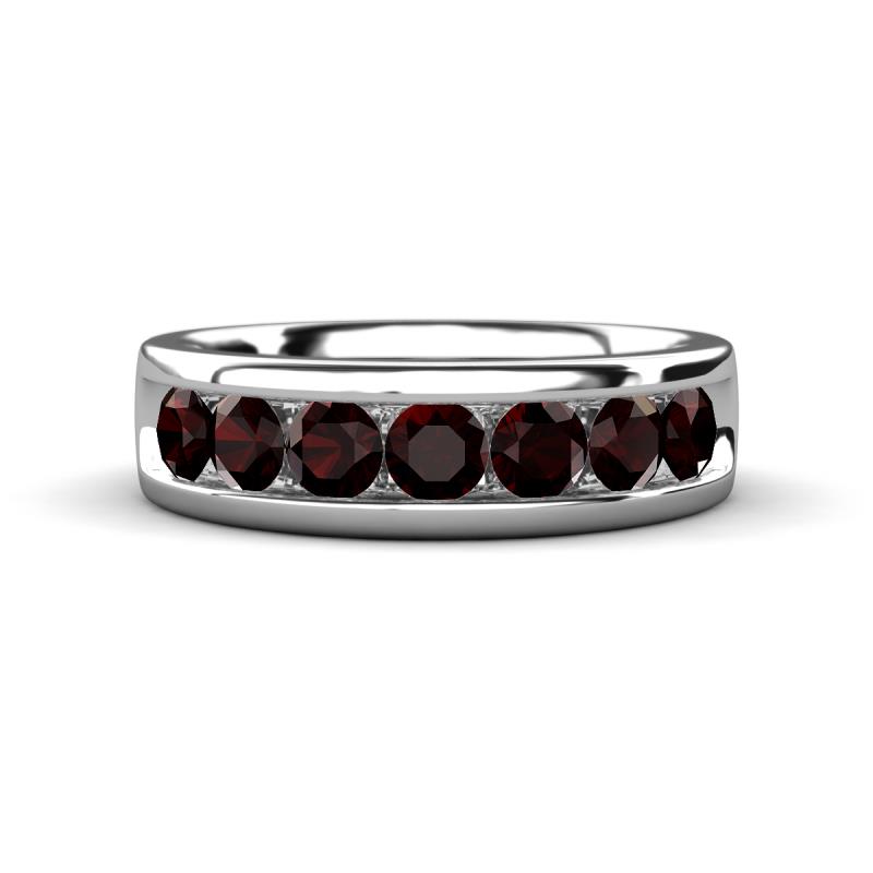 Irvin 1.25 ctw Red Garnet 7 stone Comfort Fit Men Wedding Band (6 mm) 