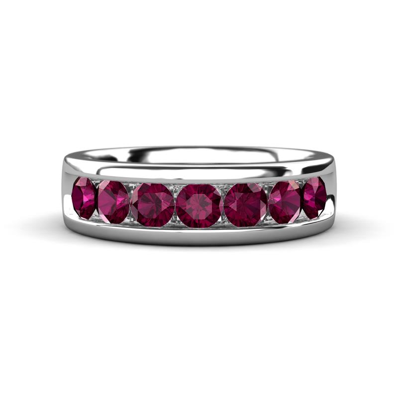 Irvin 1.25 ctw Rhodolite Garnet 7 stone Comfort Fit Men Wedding Band (6 mm) 