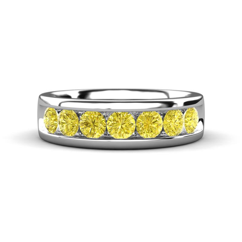 Irvin 1.12 ctw Yellow Diamond 7 stone Comfort Fit Men Wedding Band (6 mm) 