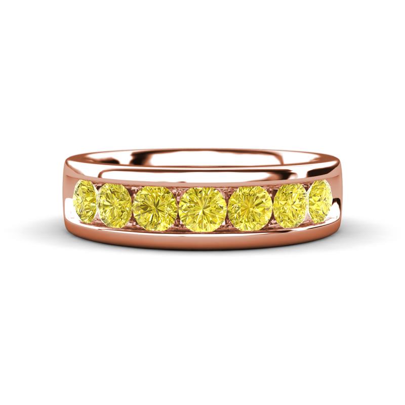 Irvin 1.12 ctw Yellow Diamond 7 stone Comfort Fit Men Wedding Band (6 mm) 