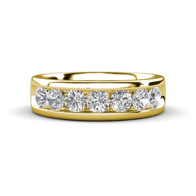 Irvin 1.19 ctw White Sapphire 7 stone Comfort Fit Men Wedding Band (6 mm) 