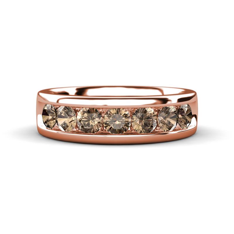 Irvin 1.12 ctw Smoky Quartz 7 stone Comfort Fit Men Wedding Band (6 mm) 