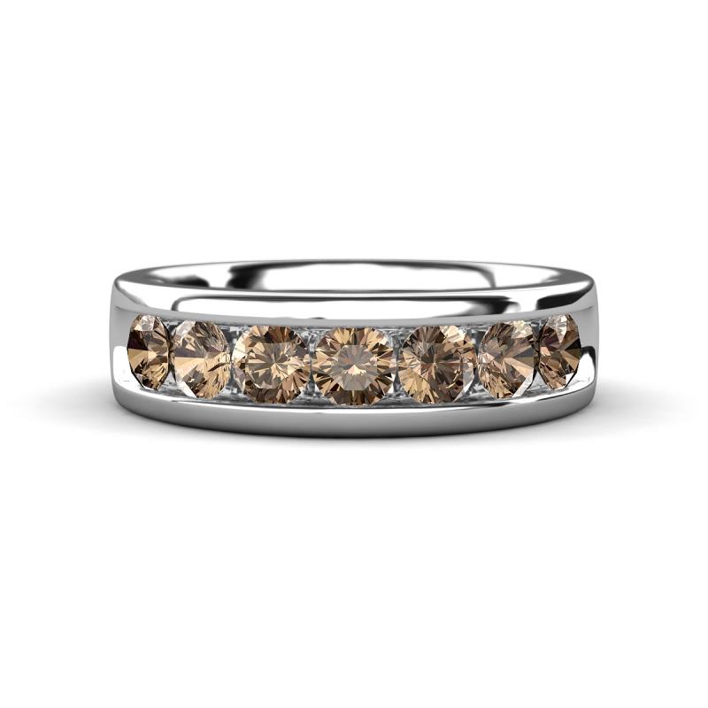 Irvin 1.12 ctw Smoky Quartz 7 stone Comfort Fit Men Wedding Band (6 mm) 