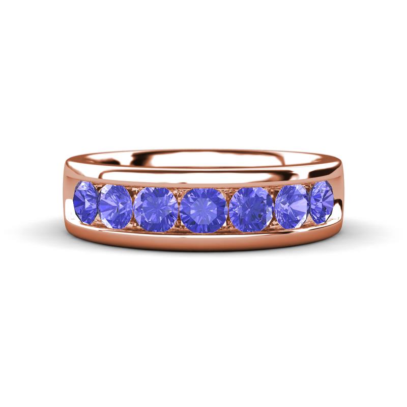 Irvin 1.12 ctw Tanzanite 7 stone Comfort Fit Men Wedding Band (6 mm) 