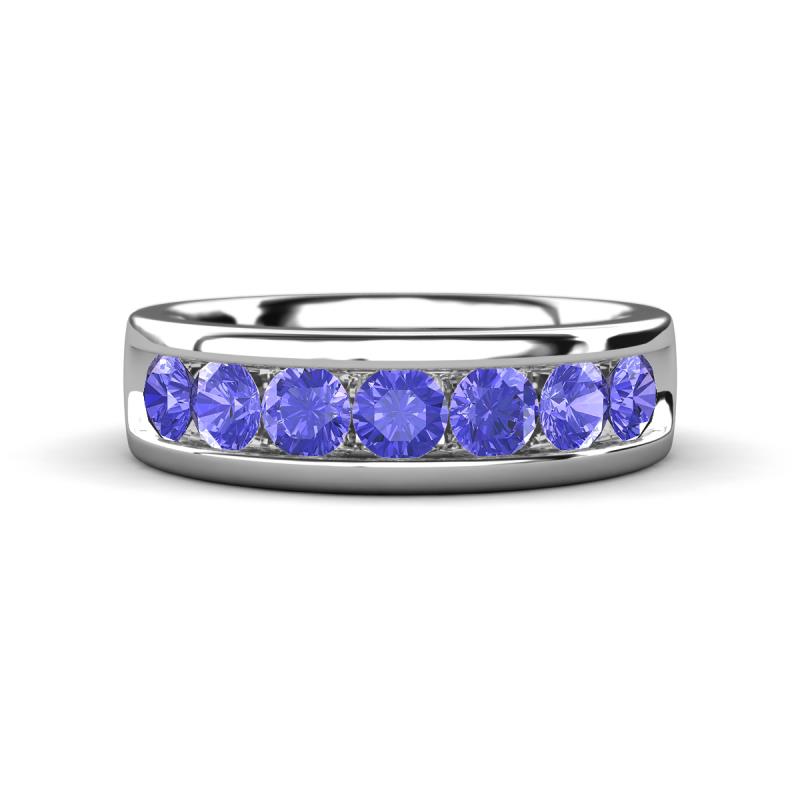 Irvin 1.12 ctw Tanzanite 7 stone Comfort Fit Men Wedding Band (6 mm) 